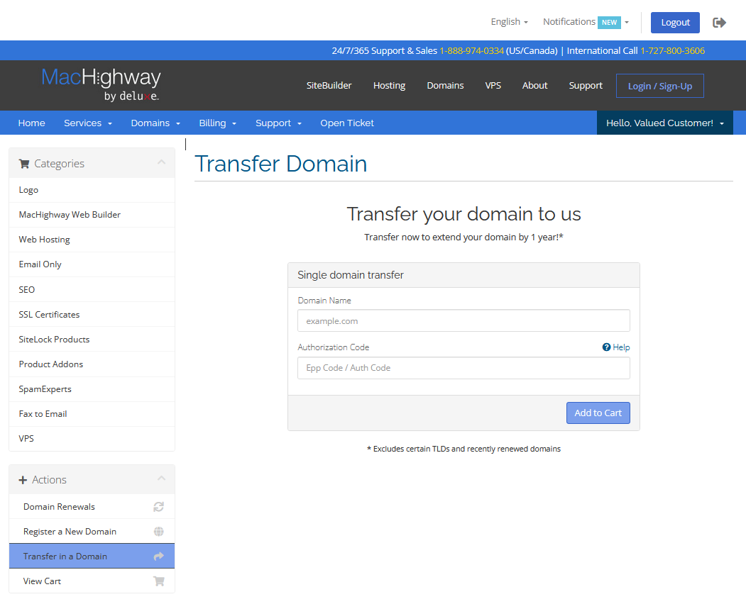 Transfer Domains to Us