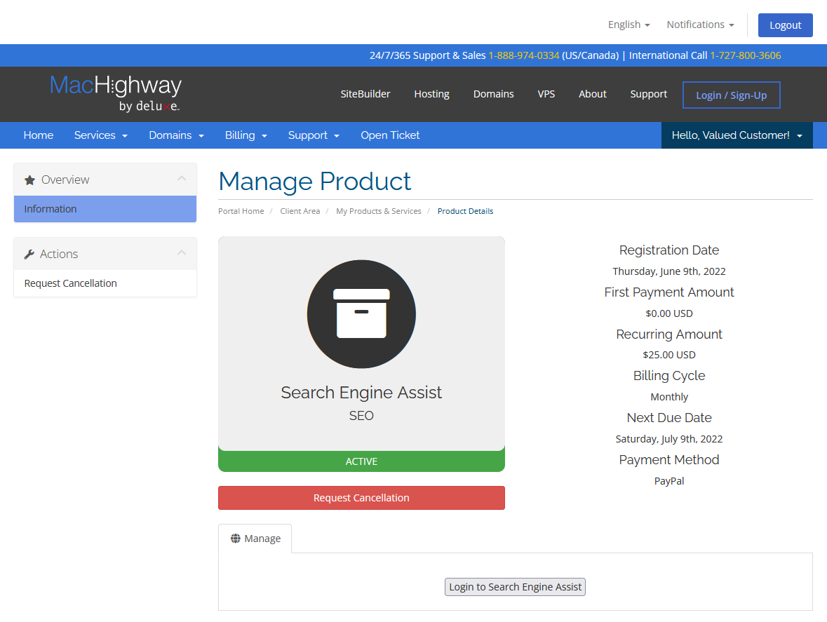 Search Engine Assist Management Page