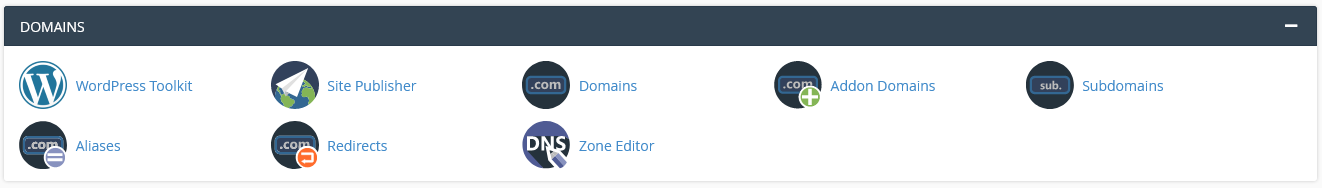 Domains section