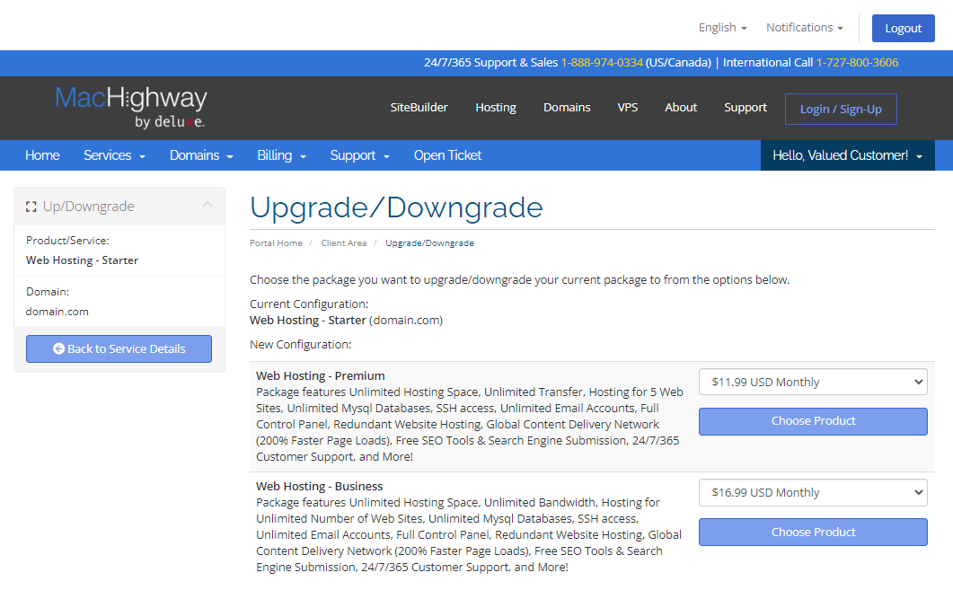 Upgrade/Downgrade